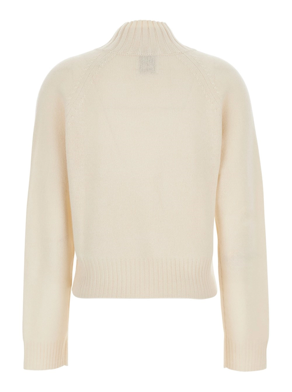 Allude Maglione con Collo Alto e Design a Coste in Cashmere Bianco Donna, view 2