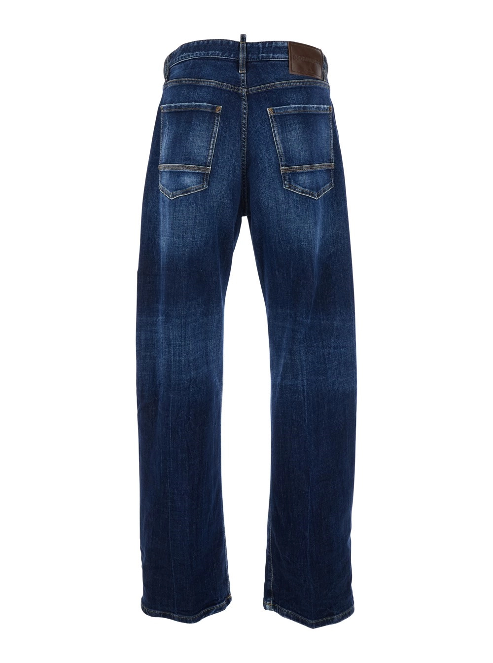 Dsquared2 Jeans a cinque tasche con effetto slavato in denim blu uomo, view 2