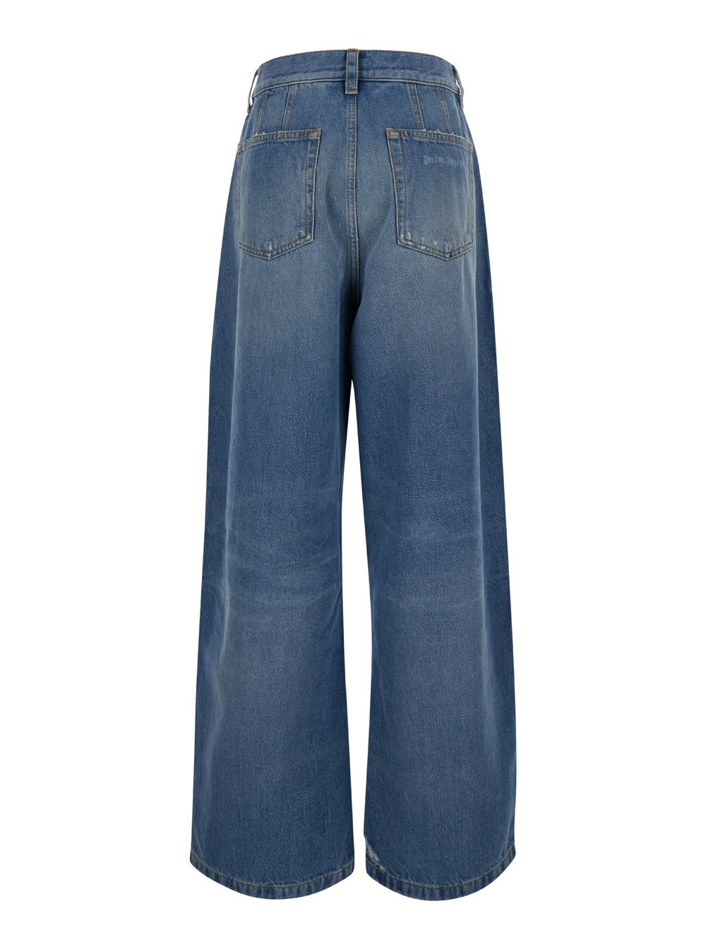 Palm Angels Jeans a Vita Alta Ampi con Logo in Denim Azzurro Donna, view 2