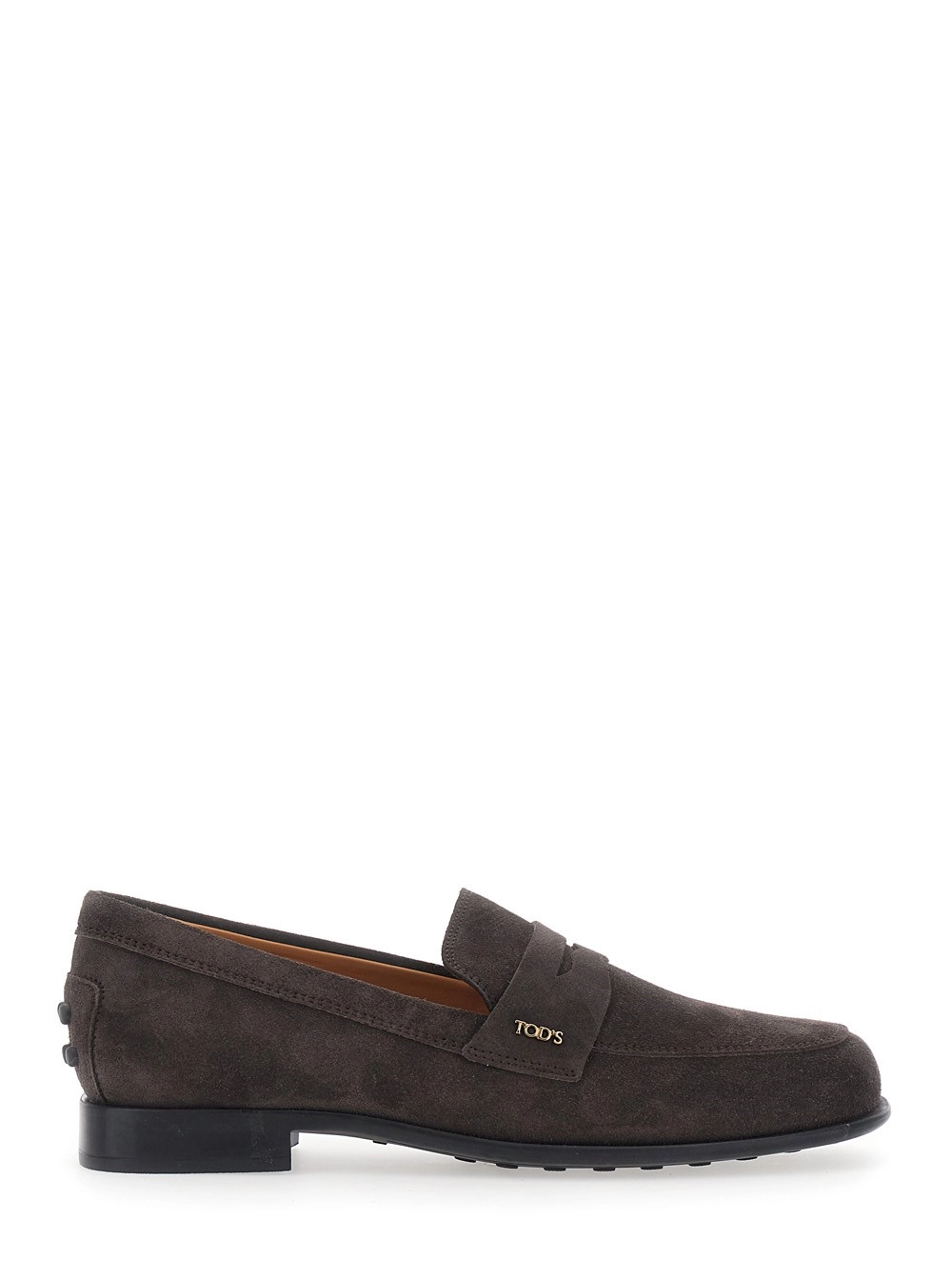Tod's Mocassini con Placca Logo Lettering sul Lato in Pelle Scamosciata Marroni Donna
