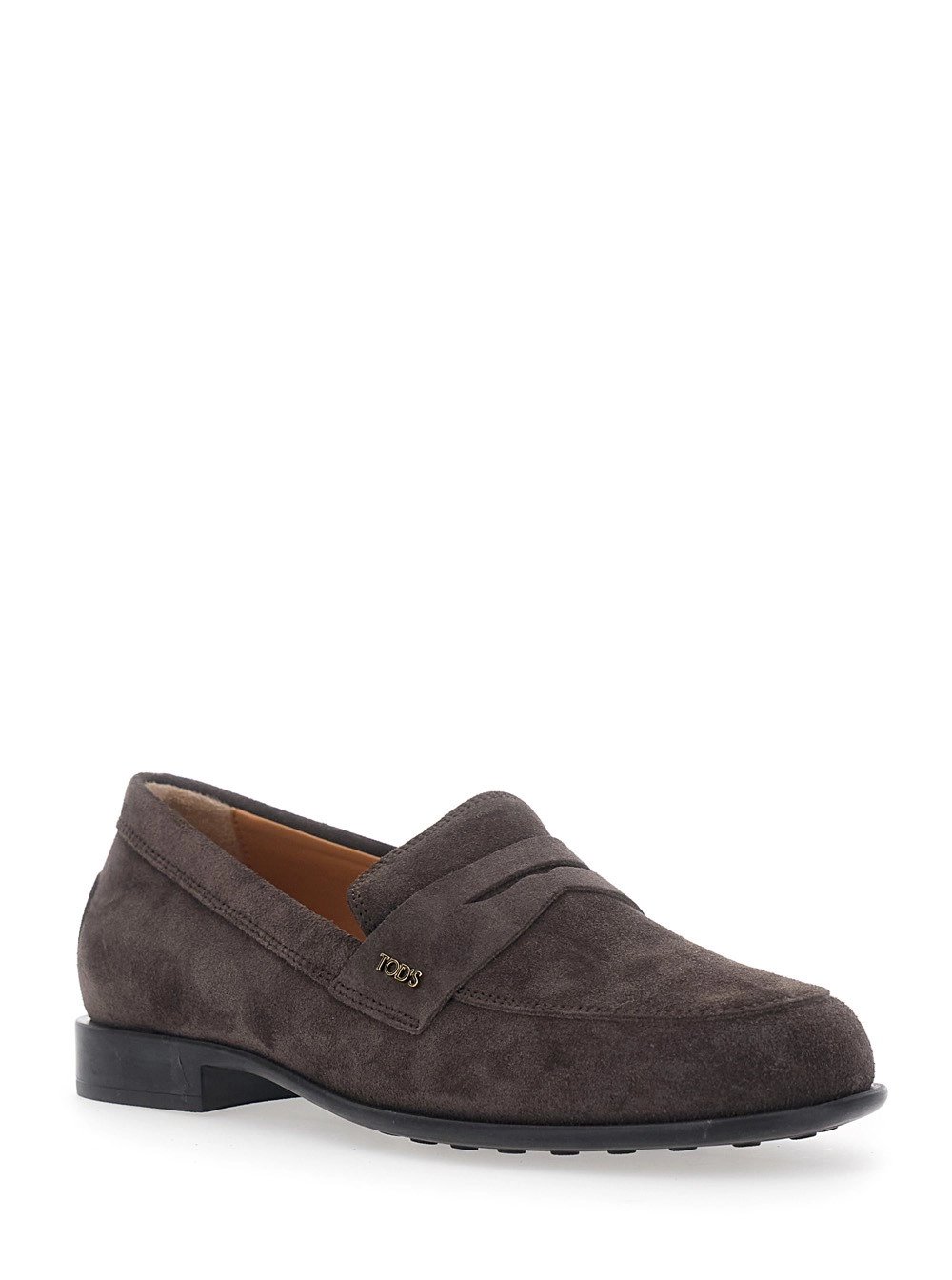 Tod's Mocassini con Placca Logo Lettering sul Lato in Pelle Scamosciata Marroni Donna, view 2