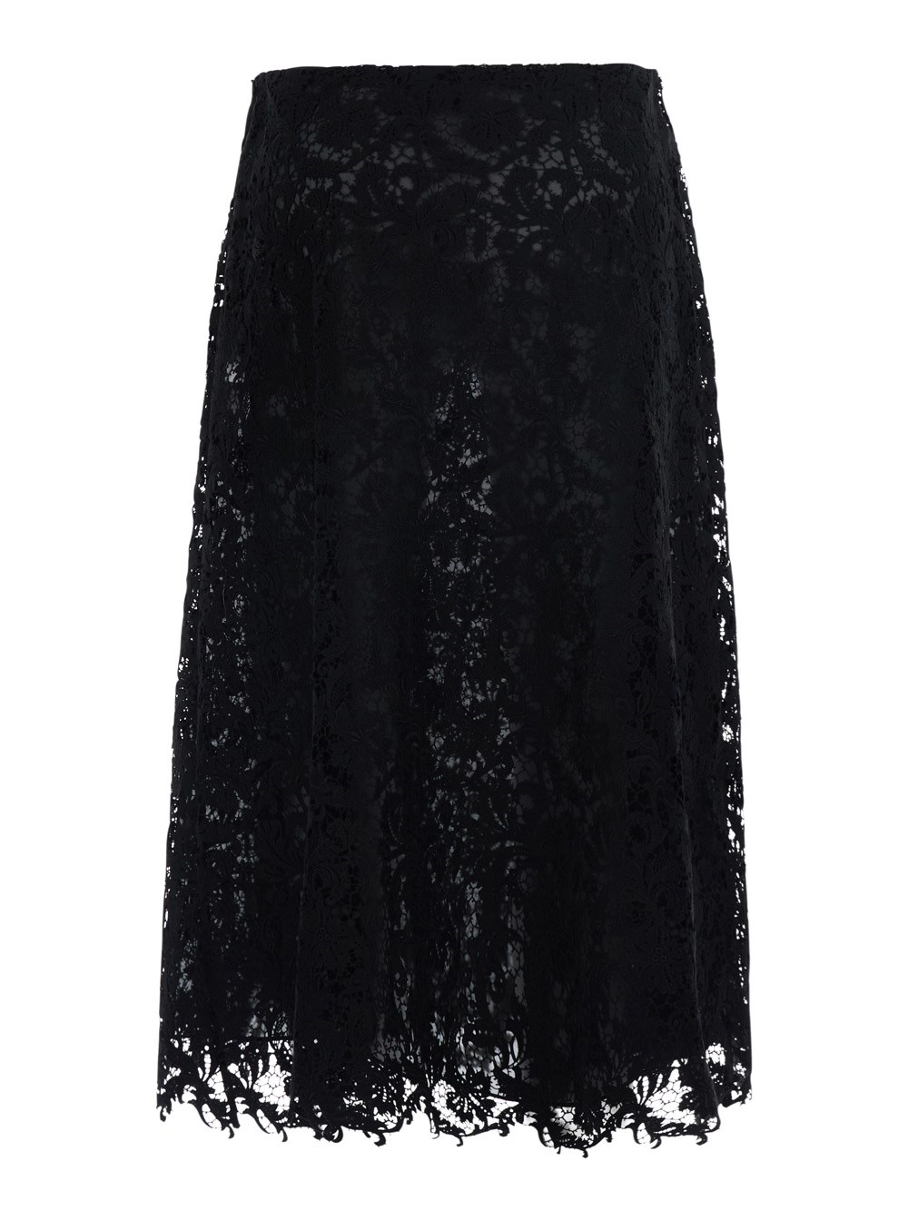 Fendi Gonna Midi con Ricamo in Pizzo All-Over in Misto Cotone Nera Donna, view 2