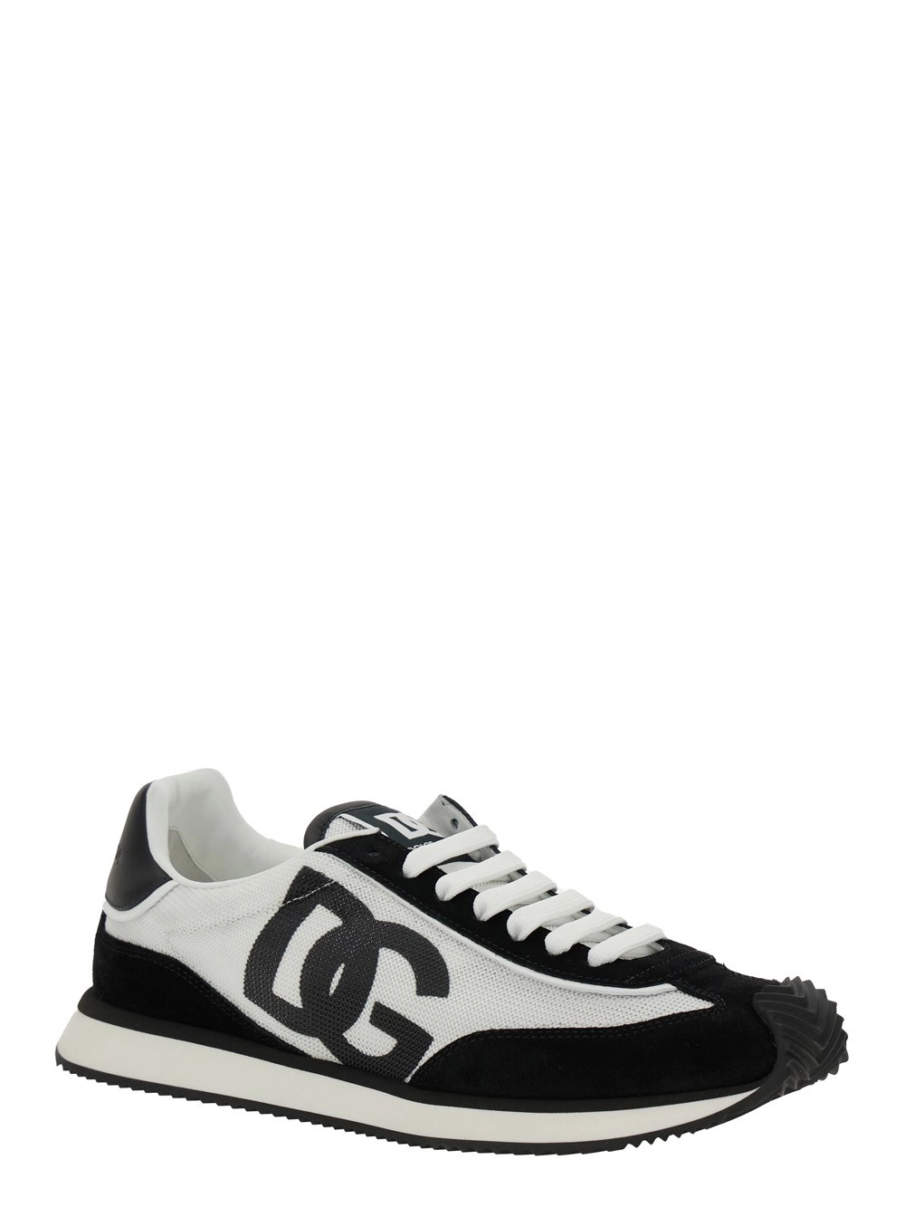 Dolce & Gabbana Sneaker' Aria' con Patch Logo sulla Linguetta e sul Lato in Pelle Bianca e Nera Uomo, view 2