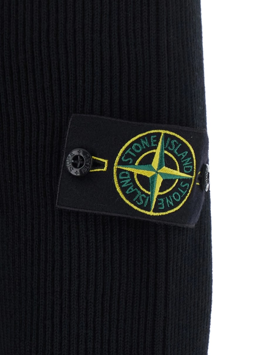 Stone Island Maglione con collo alto e patch logo sulla mancia in lana Nero Uomo, view 3