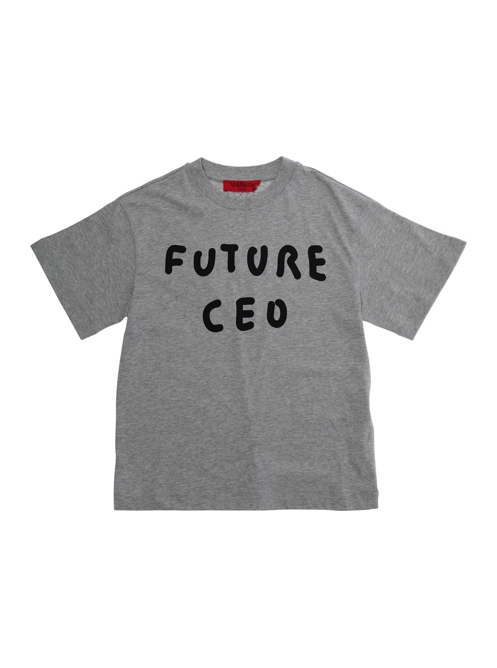 Max&co kids T-Shirt Grigia con Stampa sul Fronte in Cotone Bambina