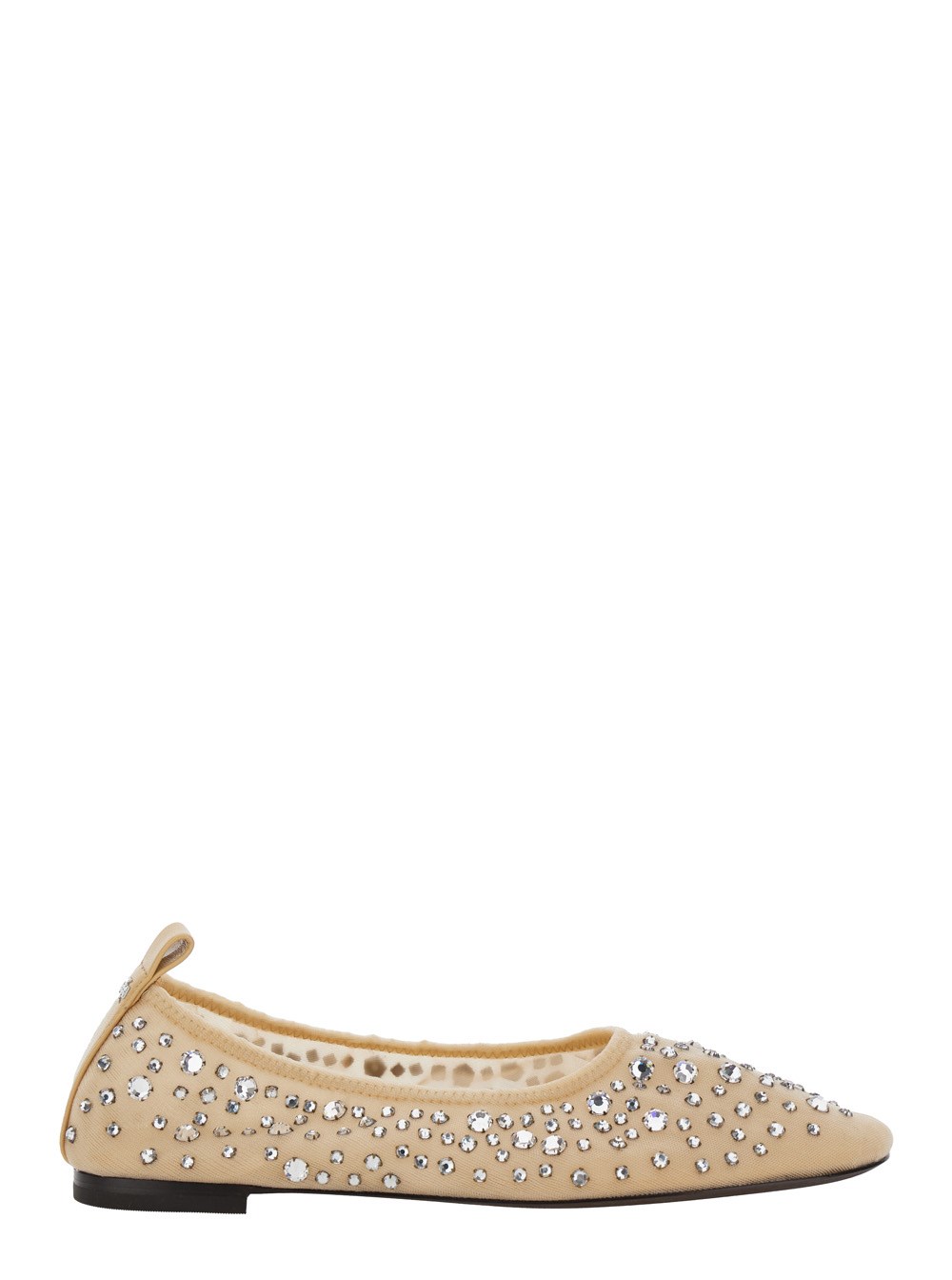 Tory Burch Ballerine con Cristalli Applicati All-Over in Tessuto Tecnico Beige Donna