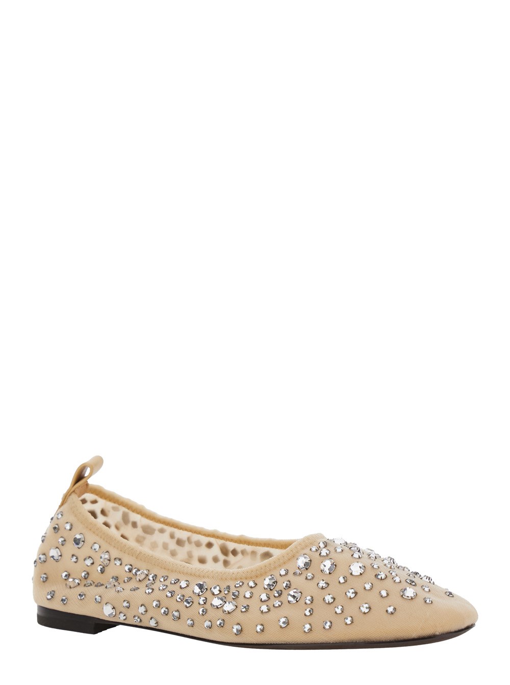 Tory Burch Ballerine con Cristalli Applicati All-Over in Tessuto Tecnico Beige Donna, view 2