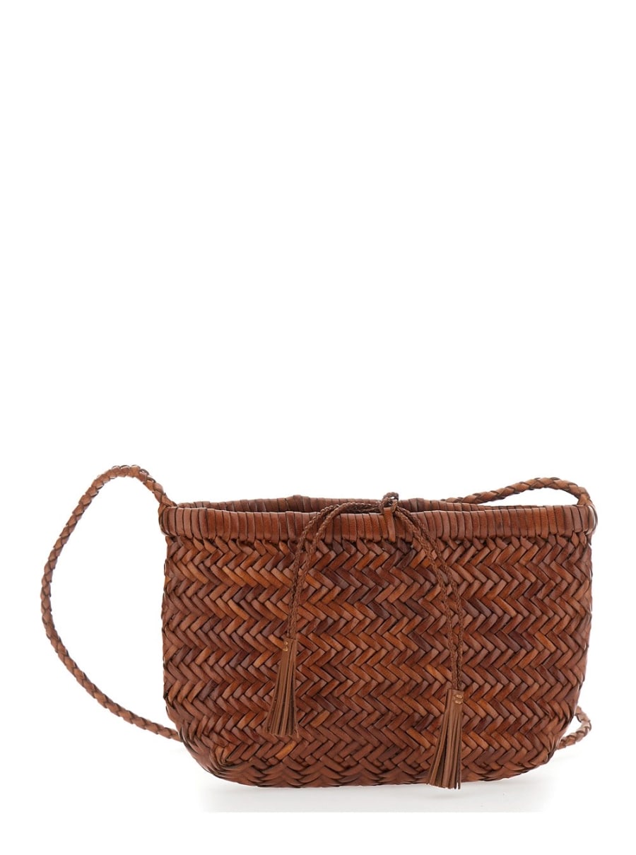 Dragon diffusion Borsa a Tracolla 'Minsu' con Tracolla e Motivo Intrecciato in Pelle Nera Donna