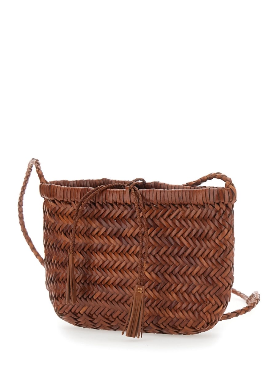 Dragon diffusion Borsa a Tracolla 'Minsu' con Tracolla e Motivo Intrecciato in Pelle Nera Donna, view 2