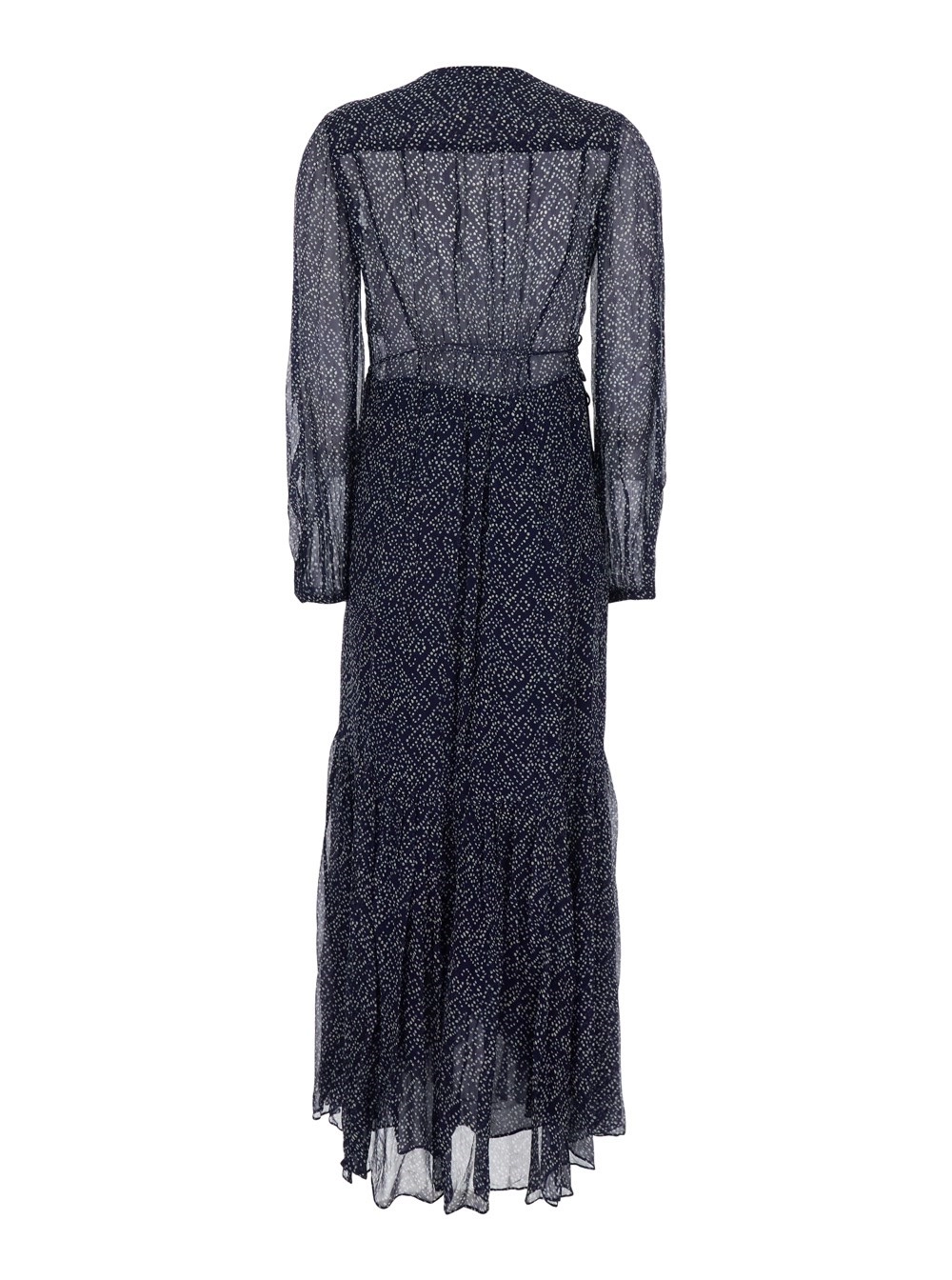 Marant etoile Abito Midi 'Briane' con Scollo a V e Motivo a Pois All-Over in Viscosa Blu Donna, view 2