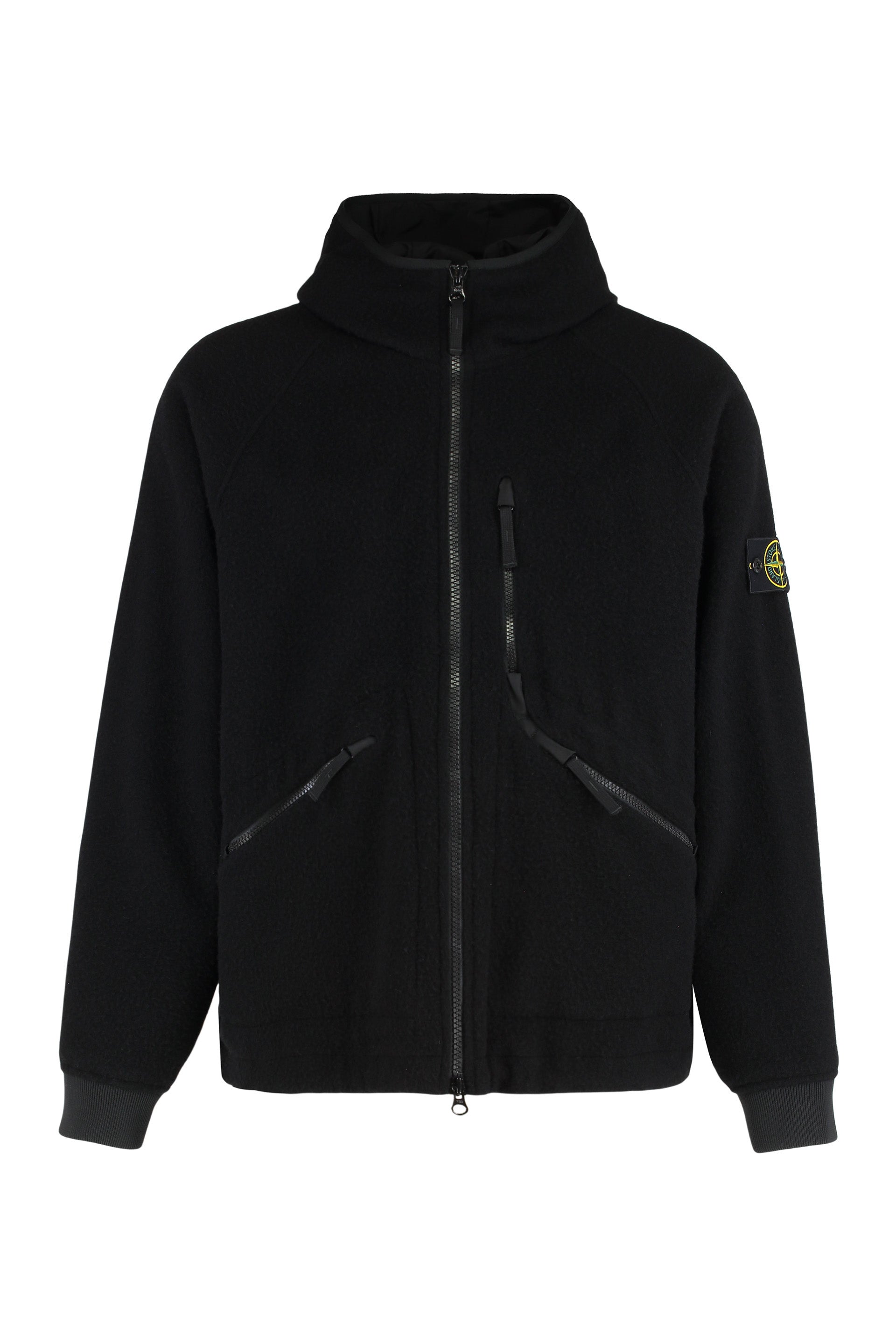 Stone Island Giacca con cappuccio in lana e nylon