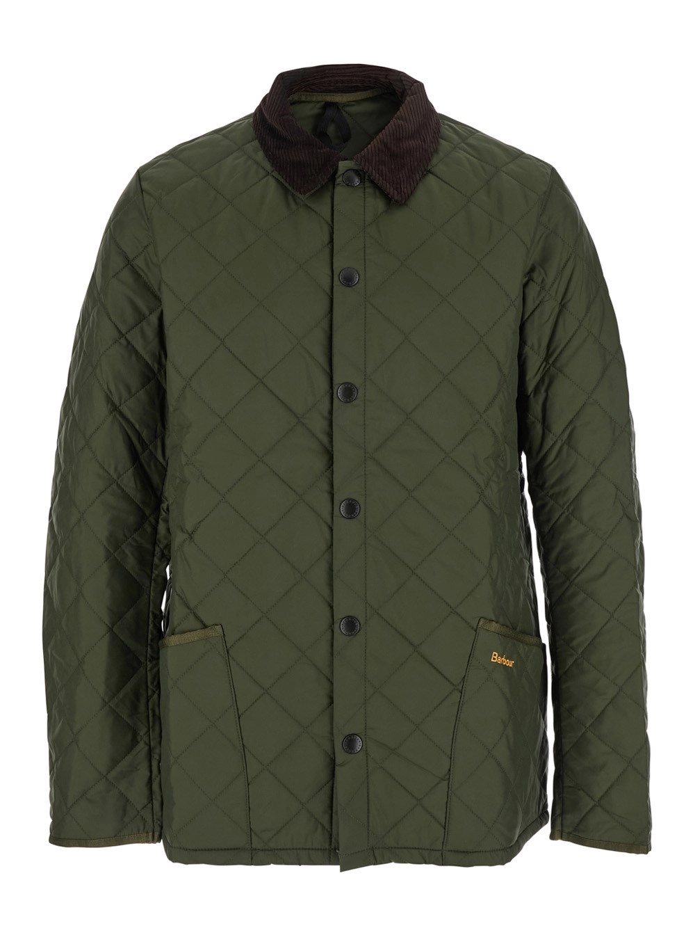 Barbour Giubbotto 'Heritage Liddesdale' con Colletto Classico a Coste e Logo Lettering sul Fronte in Tessuto Tecnico Verde Uomo