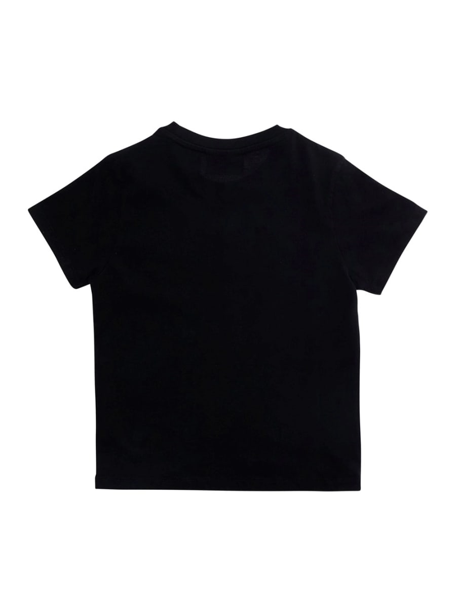 Mc2 saint barth kids T-shirt 'Elly' con ricamo lettering con motivo animalier in cotone marrone bambina, view 2