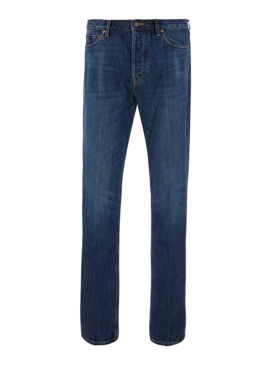 Emporio Armani Jeans con ricamo logo sul fronte e patch logo sul retro in denim blu uomo