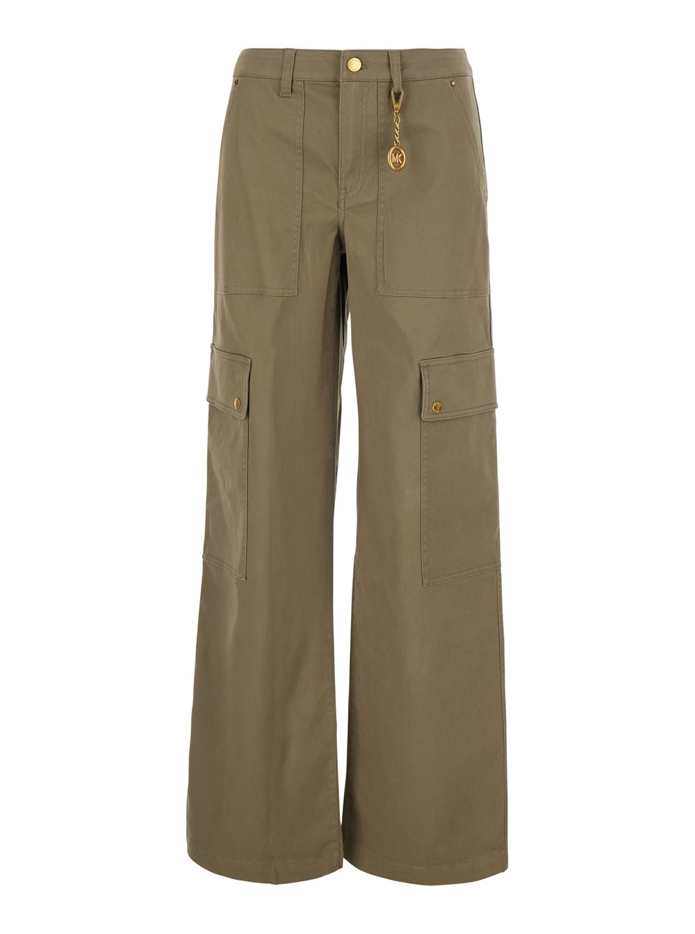 Michael michael kors Pantaloni Cargo con placca logo pendente sul fronte in Cotone verdi Donna