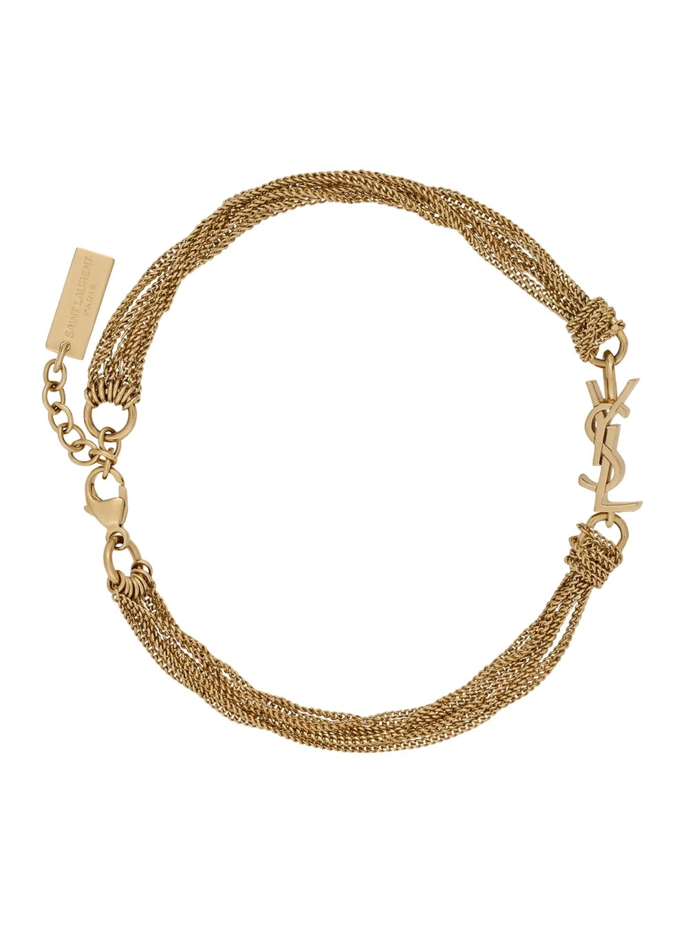 Saint Laurent Bracciale con Charm Cassandre e Chiusura a Moschettone Regolabile in Ottone Donna