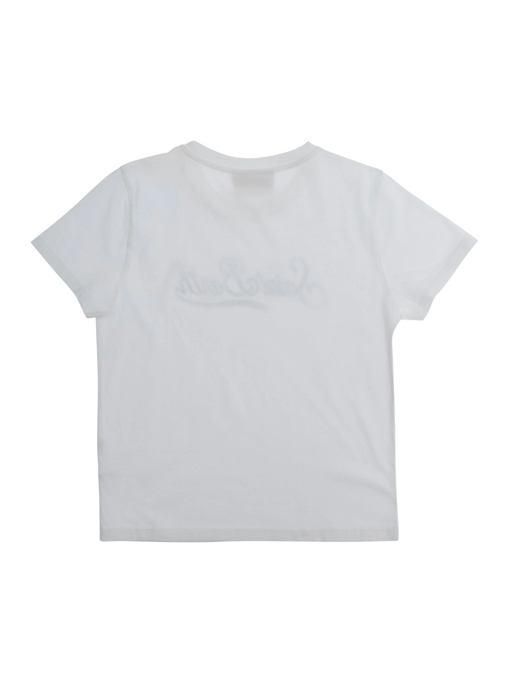 Mc2 saint barth kids -Shirt  'Elly' con Logo Lettering con Strass sul Fronte in Cotone Bianca Bambina, view 2