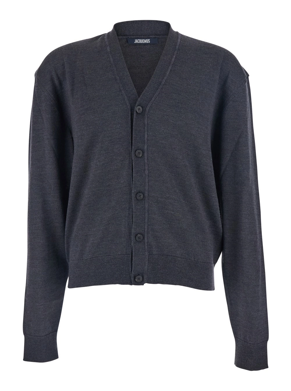 Jacquemus Cardigan con Scollo a V e Logo sul Retro in Cotone Grigio Uomo