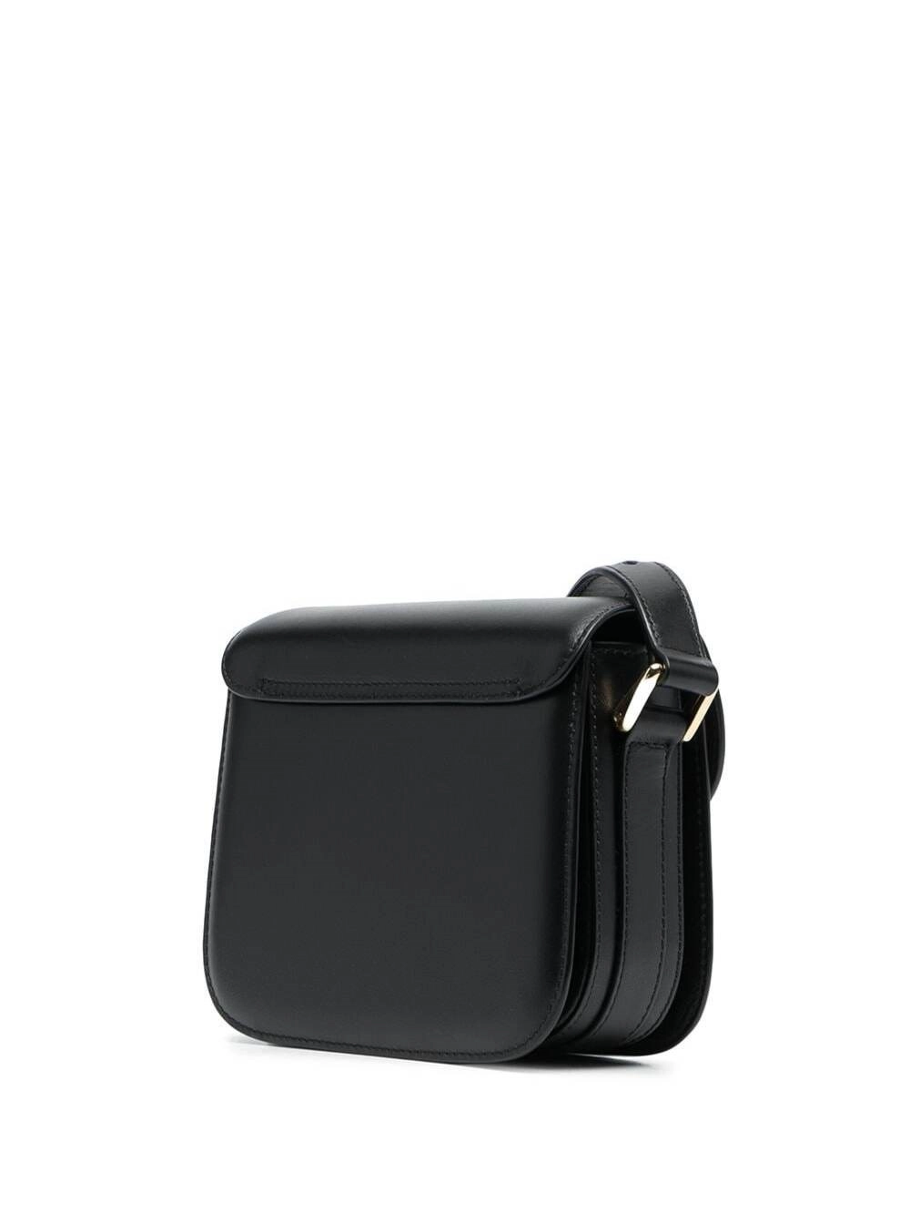 A.P.C. Borsa a Tracolla 'Grace' Mini con Tracolla Regolabile e Logo Lettering Impresso sul Fronte in Pelle Nera Donna, view 2