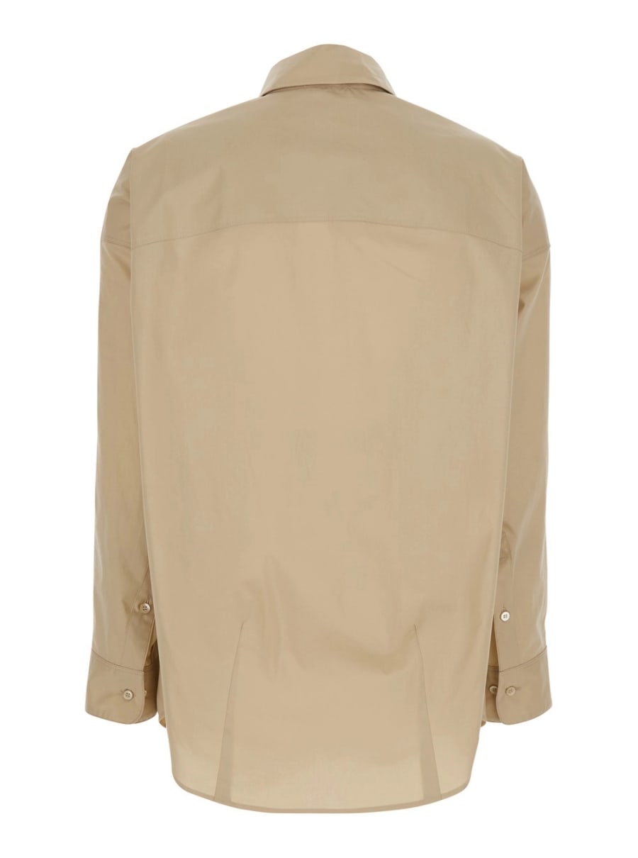 Leplain Camicia con Collo Classico e Maniche Lunghe in Cotone Beige Uomo, view 2