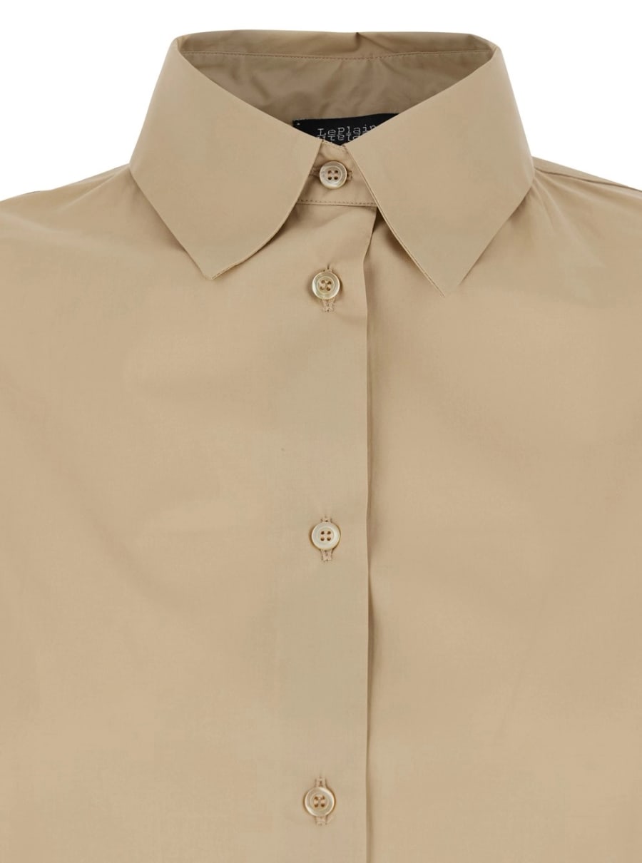 Leplain Camicia con Collo Classico e Maniche Lunghe in Cotone Beige Uomo, view 3
