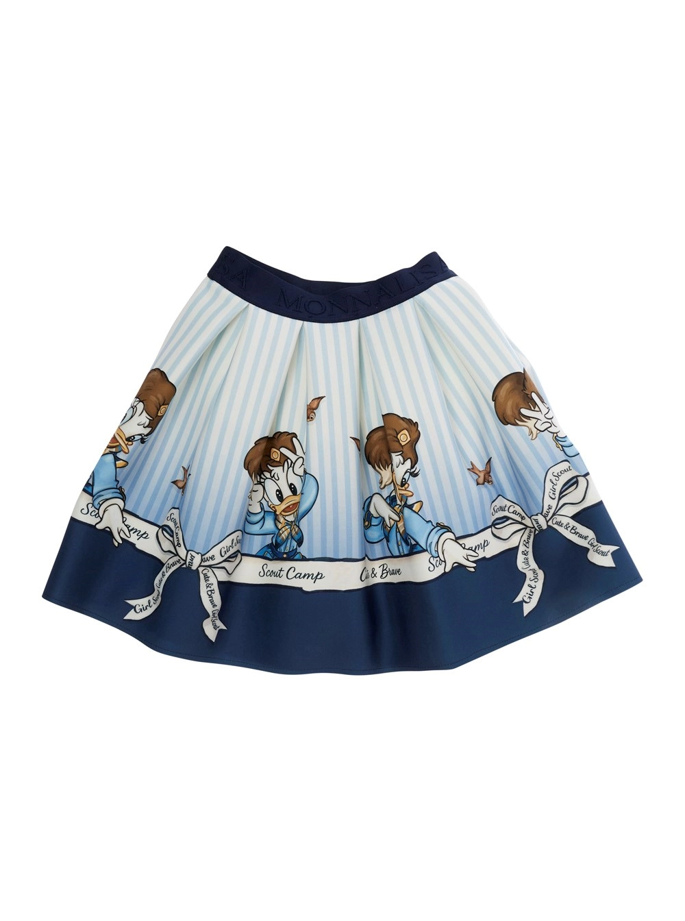 Monnalisa kids Gonna plissettata con stampa all-over in cotone blu bambina, view 2