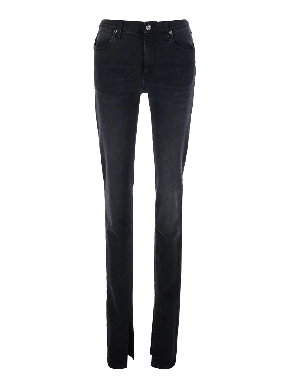 Gucci Jeans con vita media e orli con spacchi in denim neri donna