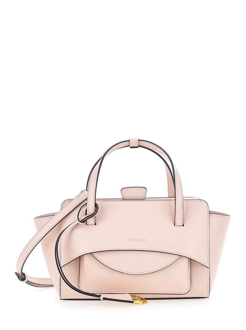 Hidesins Borsa a mano Small con logo lettering sul fronte in pelle rosa donna