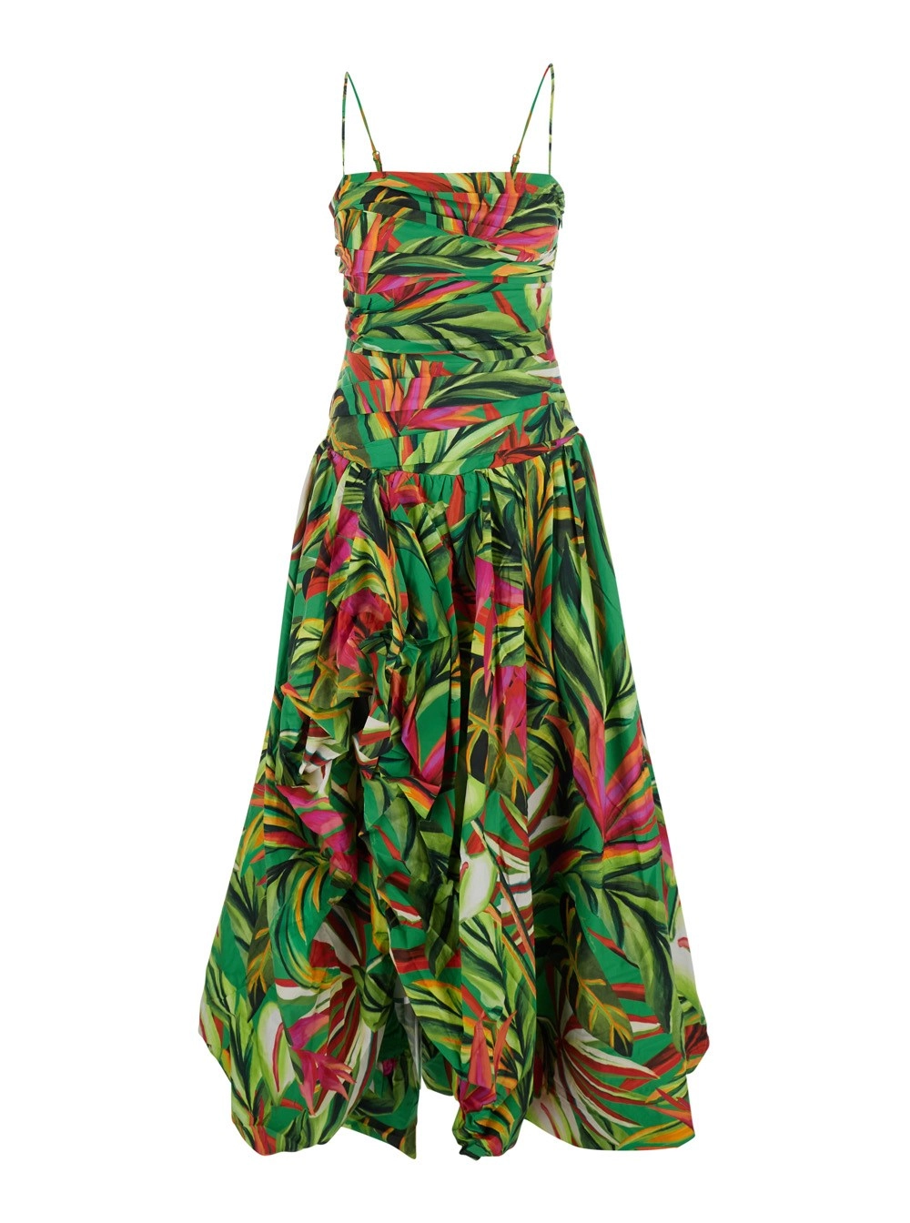 Farm rio Abito Lungo 'Tropical Dream' Smanicato con Gonna Svasata e Motivo Floreale All-Over in cotone multicolor donna