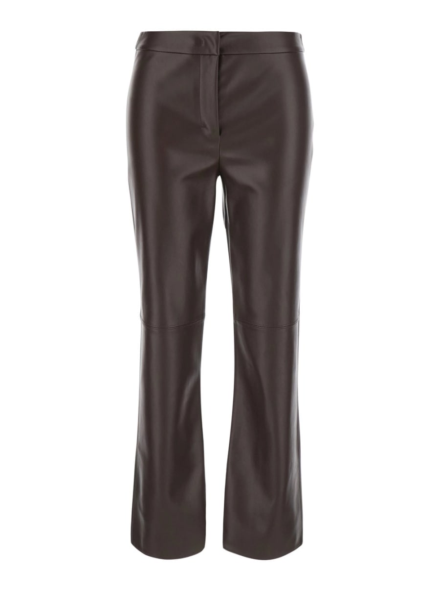 'S Max Mara Pantalone 'Sublime' con Gamba Svasata e Chiusura Nascosta sul Fronte in Ecopelle Marrone Donna