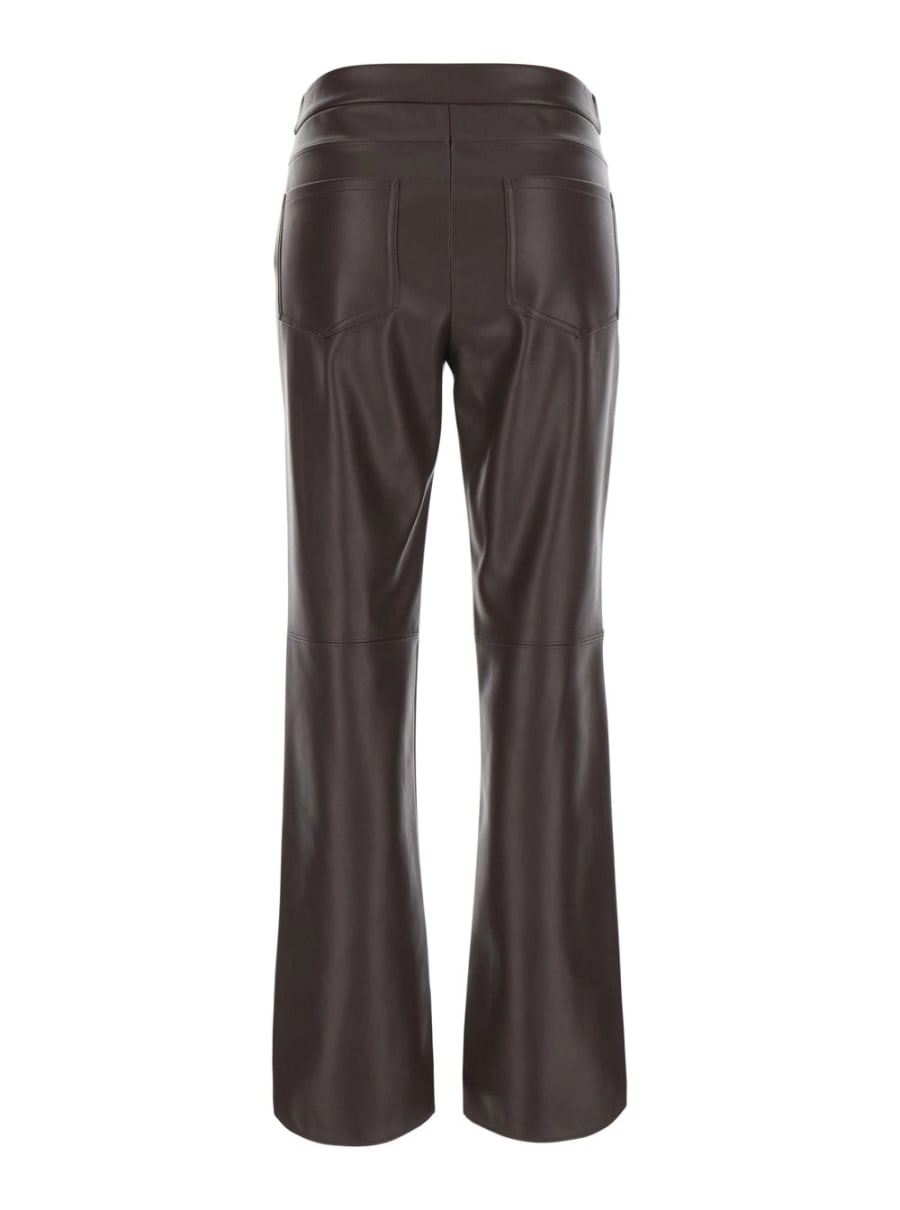 'S Max Mara Pantalone 'Sublime' con Gamba Svasata e Chiusura Nascosta sul Fronte in Ecopelle Marrone Donna, view 2