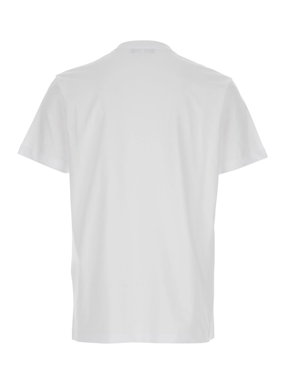 Versace T-Shirt Girocollo con Logo Lettering sul Fronte in Cotone Bianca Uomo, view 2