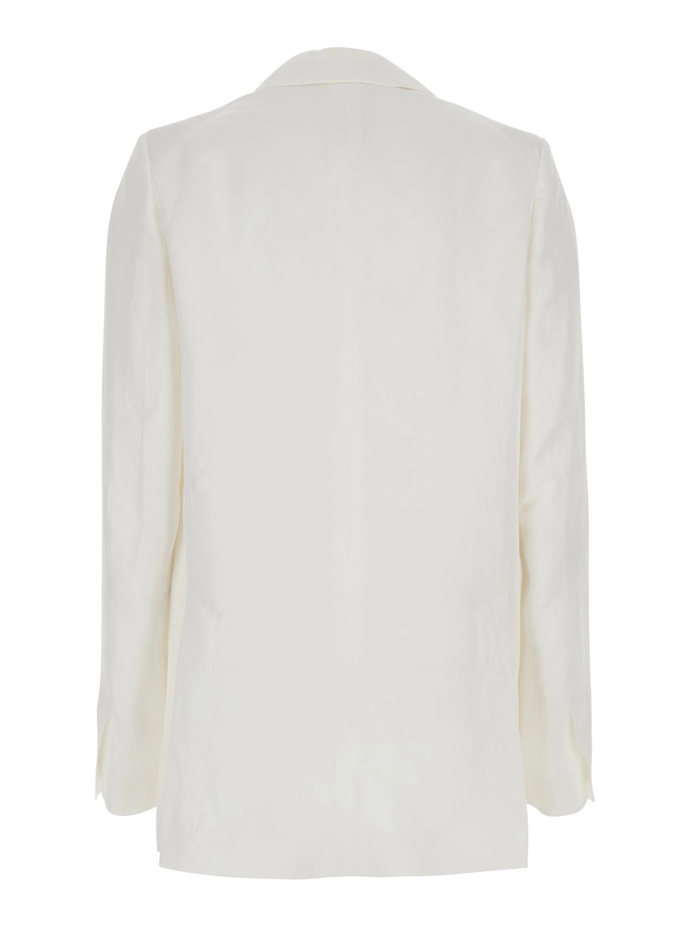 Semicouture Giacca monopetto con revers classici in misto lino bianca donna, view 2