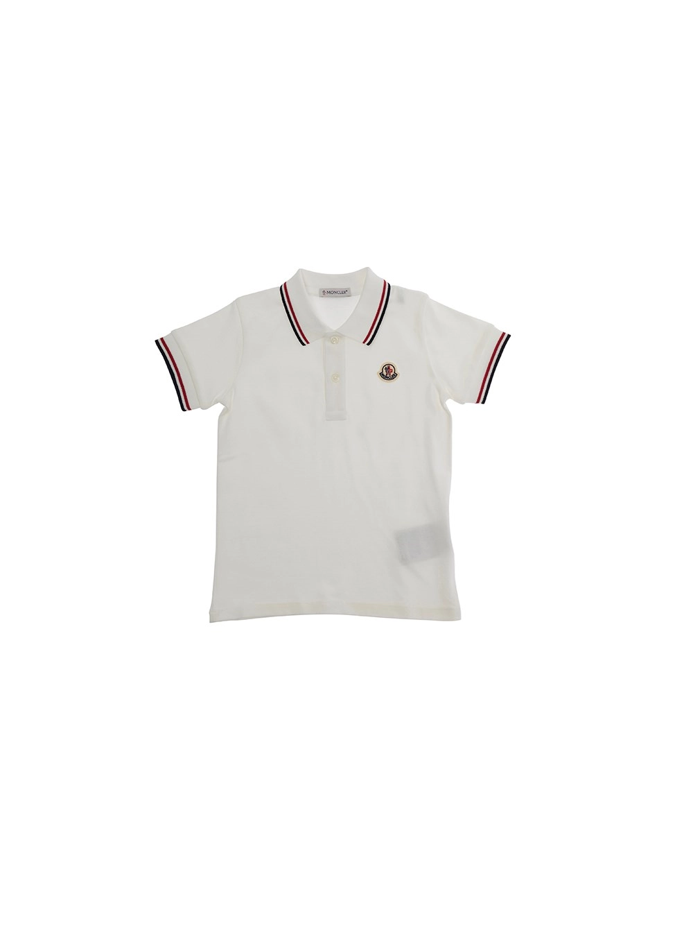 Moncler kids Polo con Patch Logo Applicato sulla Manica in Cotone Bianca Baby