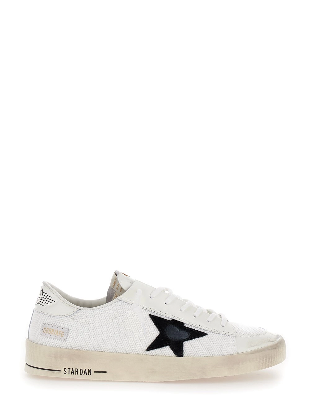 Golden Goose Sneaker Basse 'Stardan' con Patch Stella in Pelle e Tessuto Tecnico Bianco Uomo