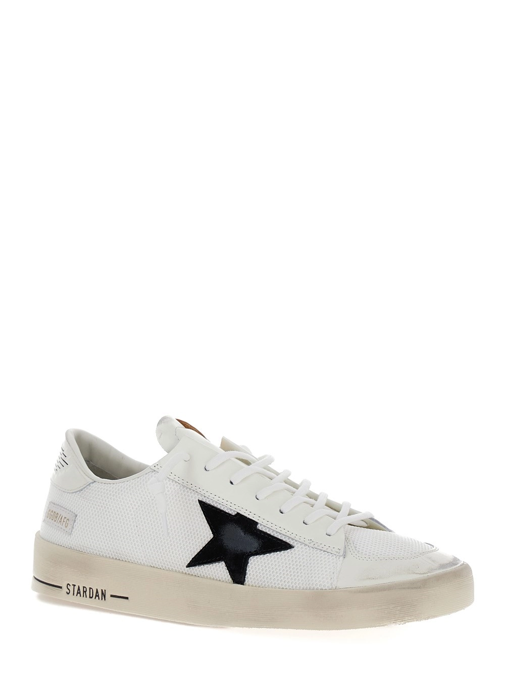 Golden Goose Sneaker Basse 'Stardan' con Patch Stella in Pelle e Tessuto Tecnico Bianco Uomo, view 2