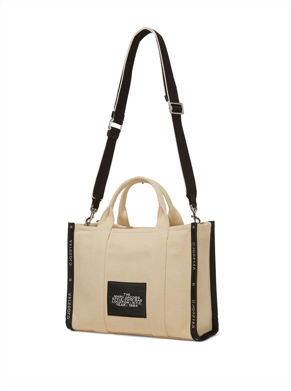 Marc Jacobs Borsa a Mano 'Small Tote' con Logo Ricamato a Contrasto  in Cotone e Polyestere Beige Donna Marc Jacobs, view 2