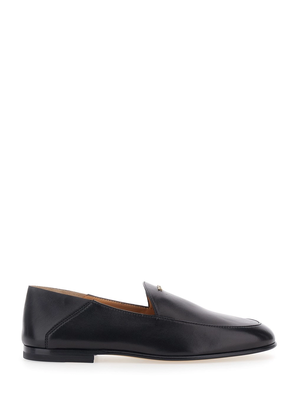 Tod's Mocassini con placca logo lettering sul fronte in pelle liscia neri donna