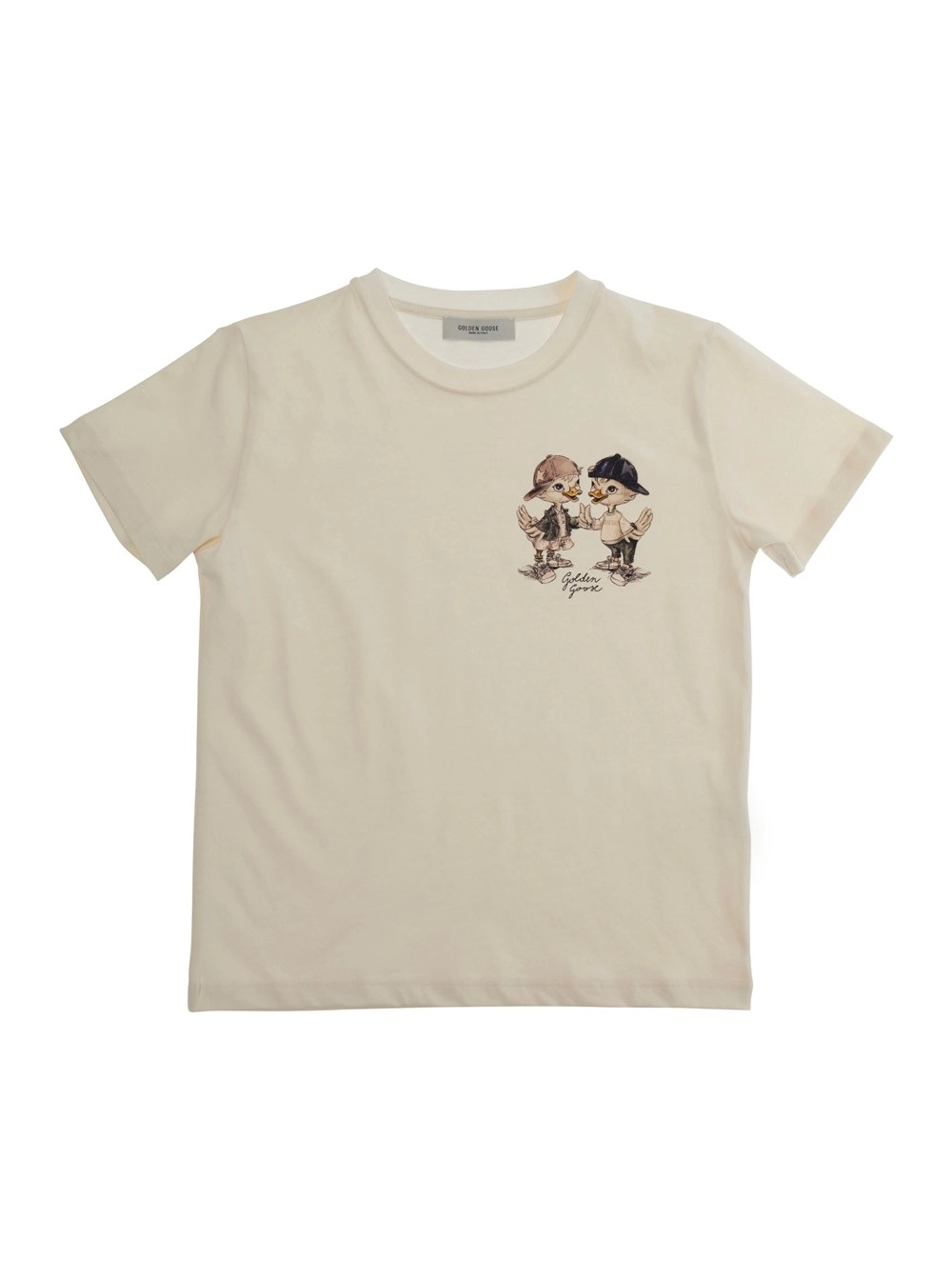 Golden goose kids T-Shirt Girocollo con Stampa sul Fronte in Cotone Bianco Bambino
