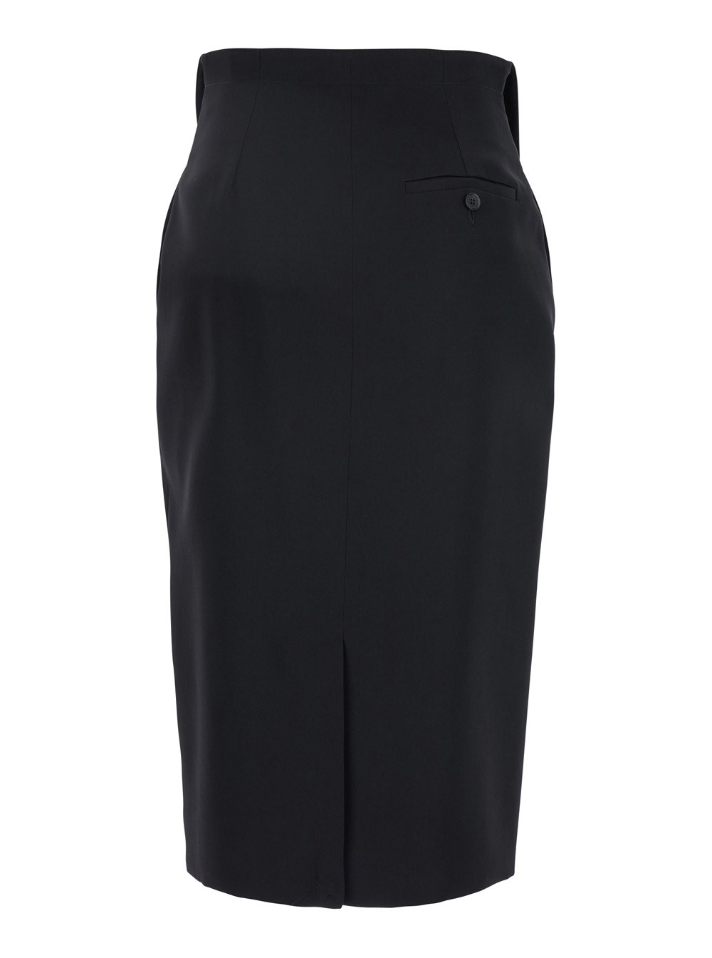 Alexander McQueen Gonna con Vita con Risvolto e Singolo Spacco sul Retro in Lana Nera Donna, view 2