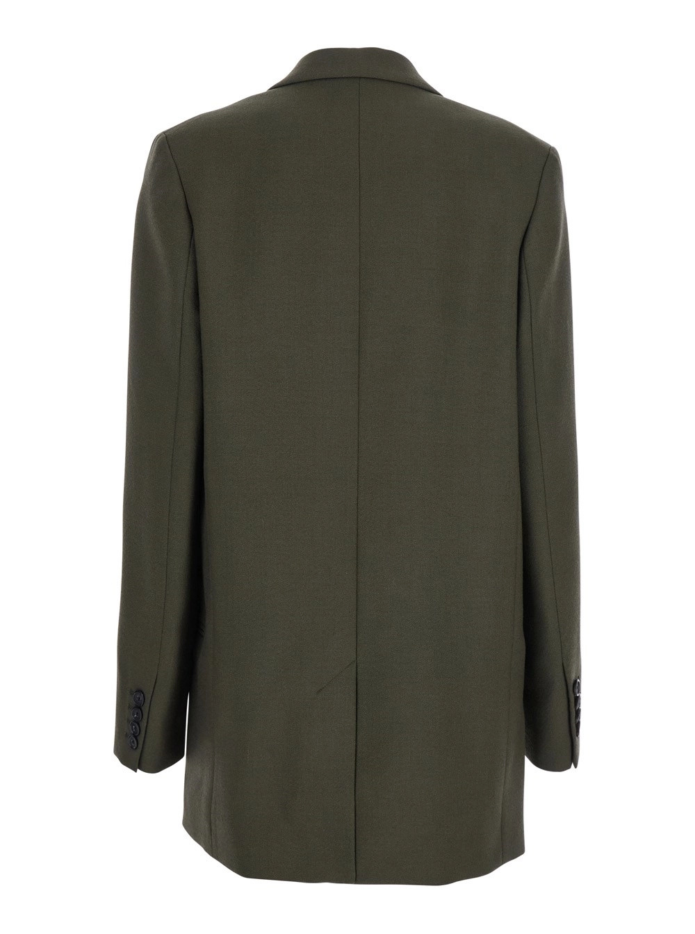 Toteme Giacca Doppiopetto con Revers a Lancia in Misto Lana Verde Donna, view 2