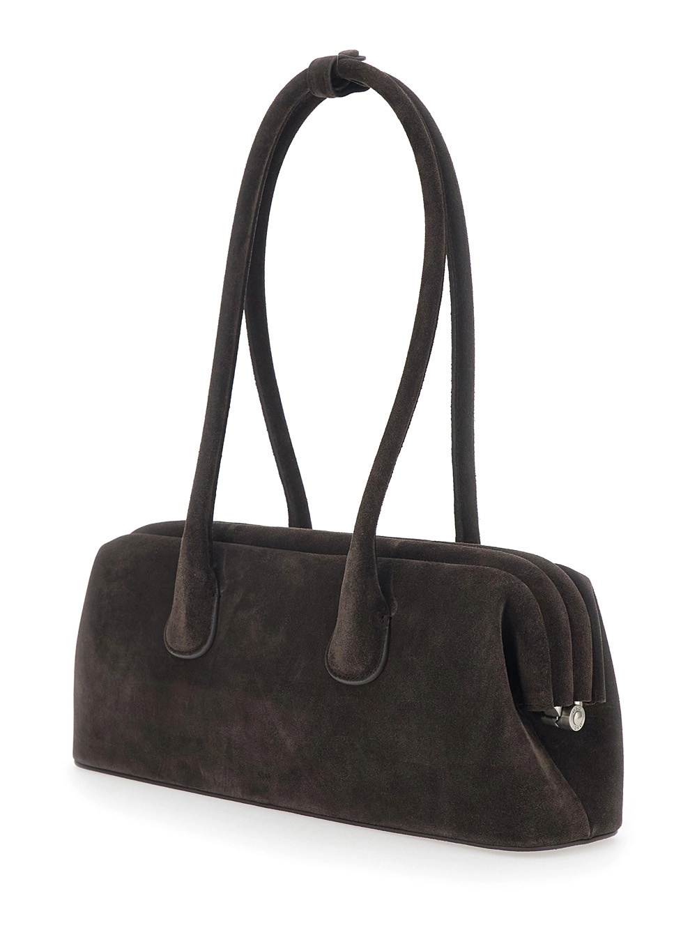 Osoi Borsa a Spalla 'Boat Wide' con Manici Tondi in Suede Marrone Donna, view 2