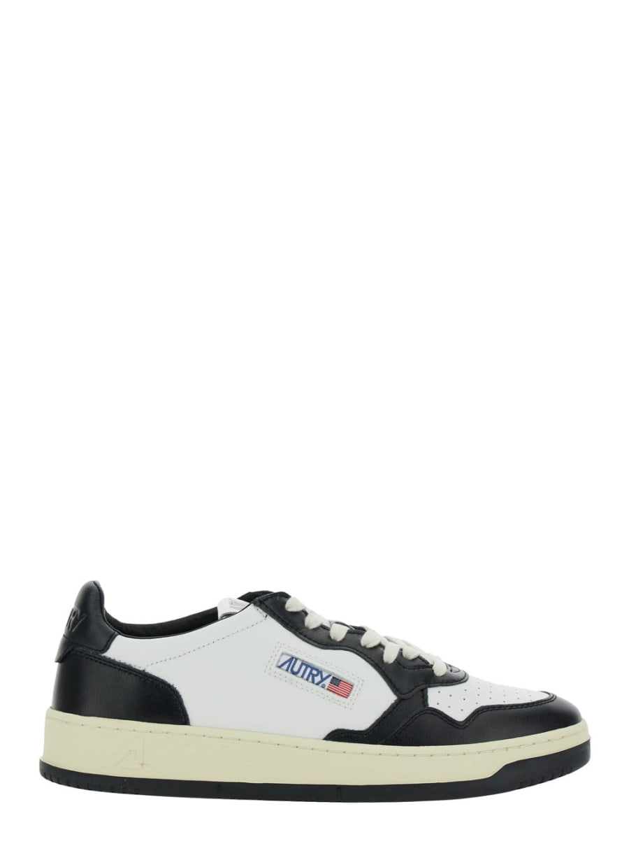 Autry Sneakers 'Medalist Low-Top' con Logo Laterale in Pelle Bianche e Nere Uomo
