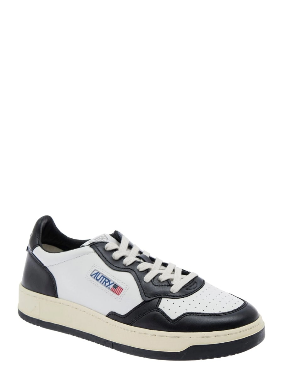 Autry Sneakers 'Medalist Low-Top' con Logo Laterale in Pelle Bianche e Nere Uomo, view 2