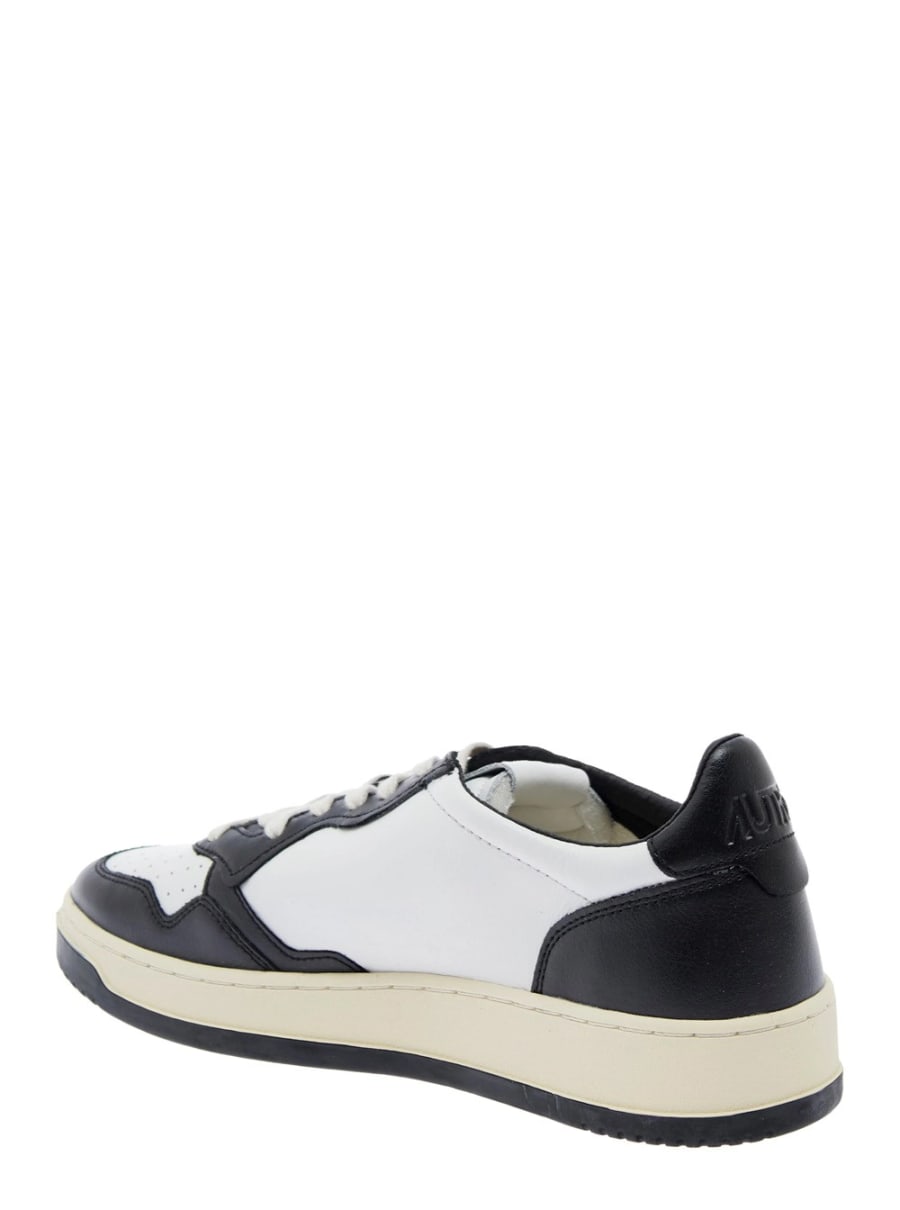Autry Sneakers 'Medalist Low-Top' con Logo Laterale in Pelle Bianche e Nere Uomo, view 3