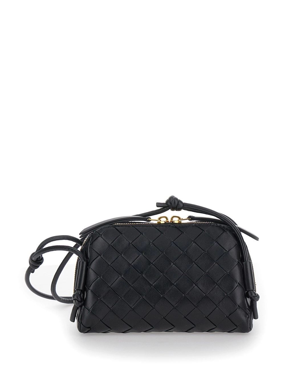 Bottega Veneta Borsa a Tracolla 'Concert' con Motivo Intreccio in Pelle Nera Donna