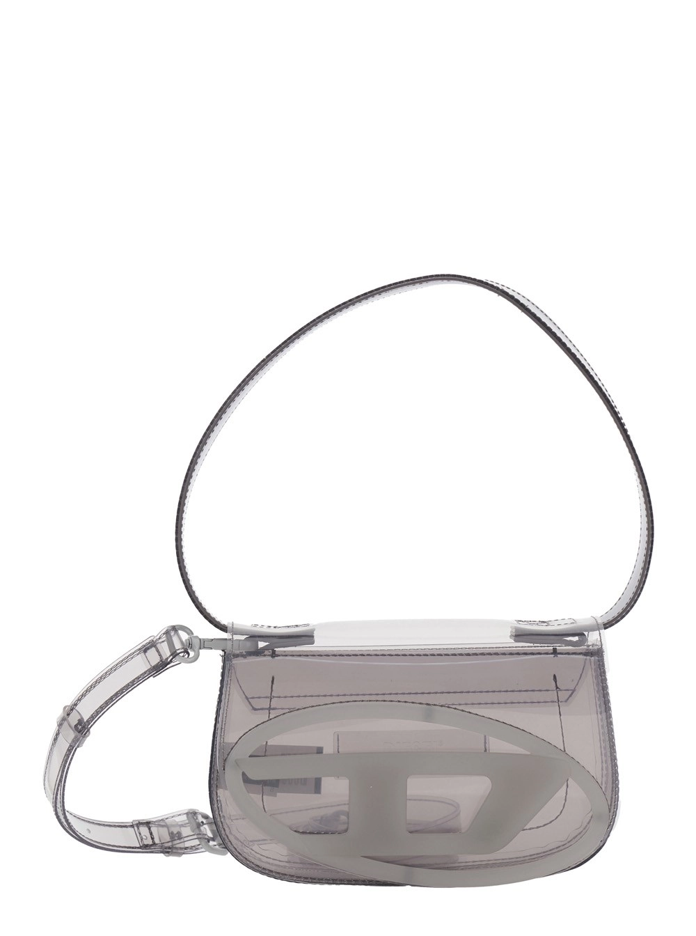 Diesel Borsa a Spalla '1DR' con Patch Oval D e Design Semi-Trasparente in Tessuto Grigio Donna