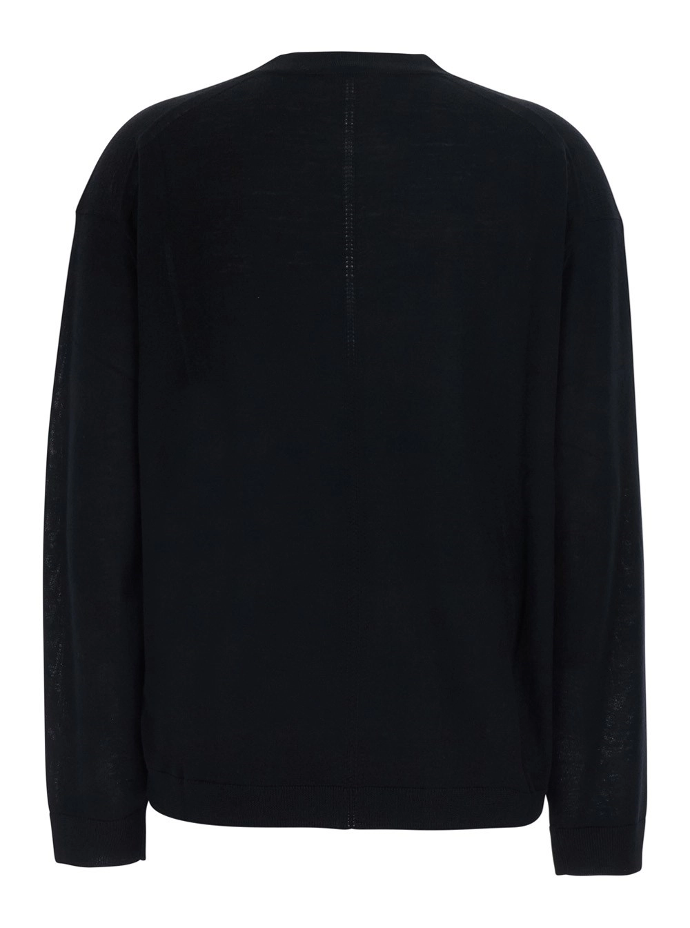 Semicouture Maglia JADE V NECK THIN WOOL PULL con collo a V e maniche lunghe in Virgin Wool color nero donna, view 2