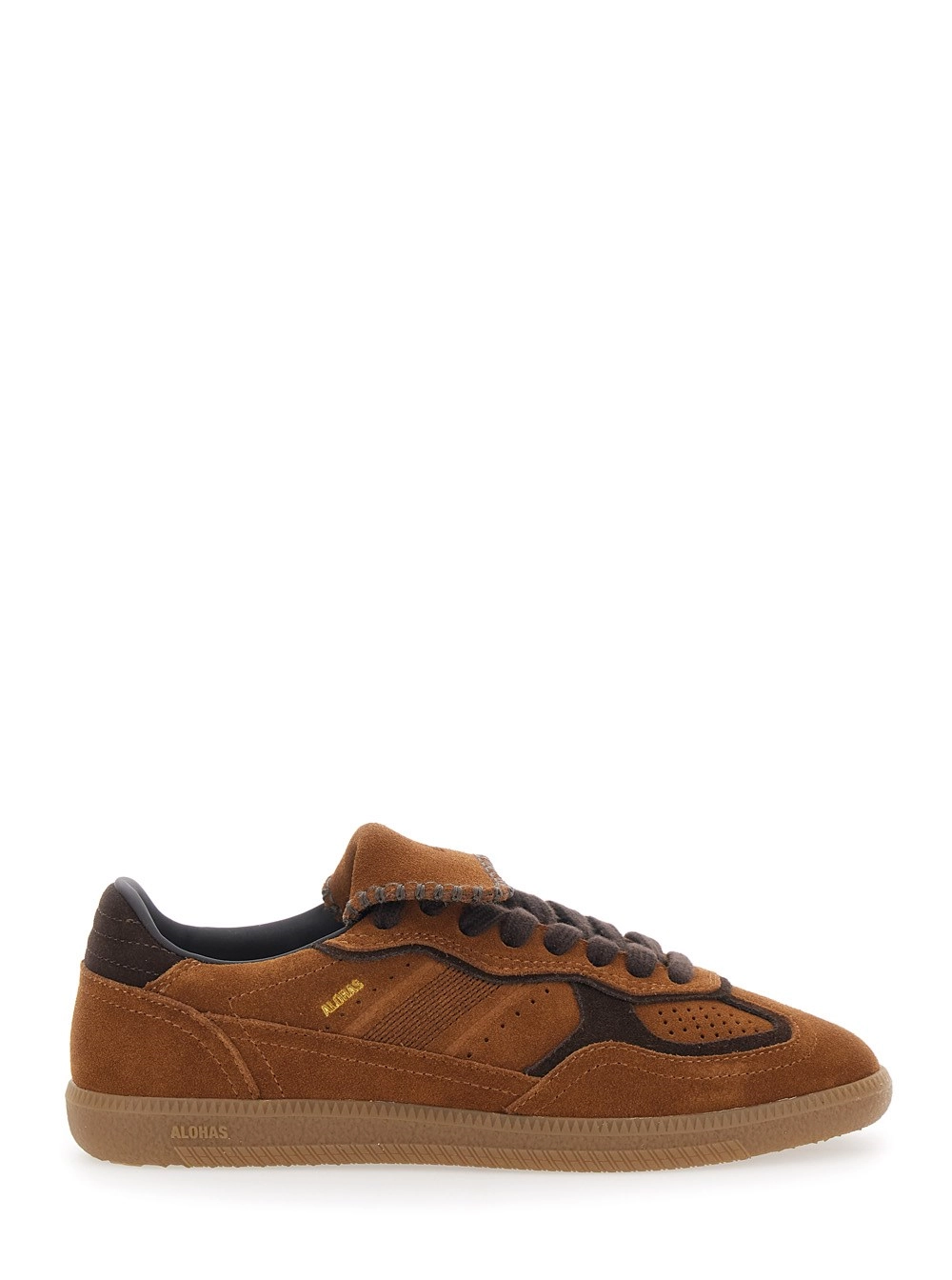 Alohas Sneakers Low Top con Logo Lettering sul Lato in Pelle Scamosciata Marroni Donna