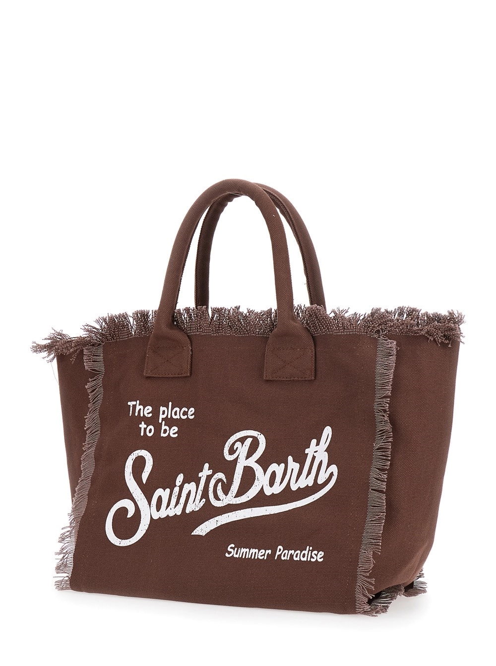 Mc2 saint barth Borsa a Mano 'Vanity' con logo sul fronte e retro in Cotone Marrone Donna, view 2